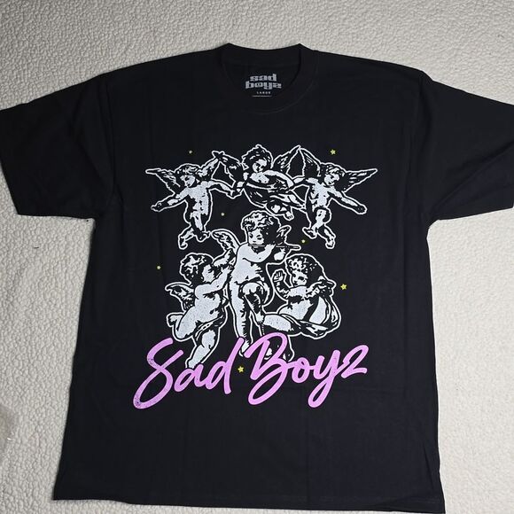 1297 New SAD BOYZ Angels Black T-Shirt Sz Large - Picture 2 of 7